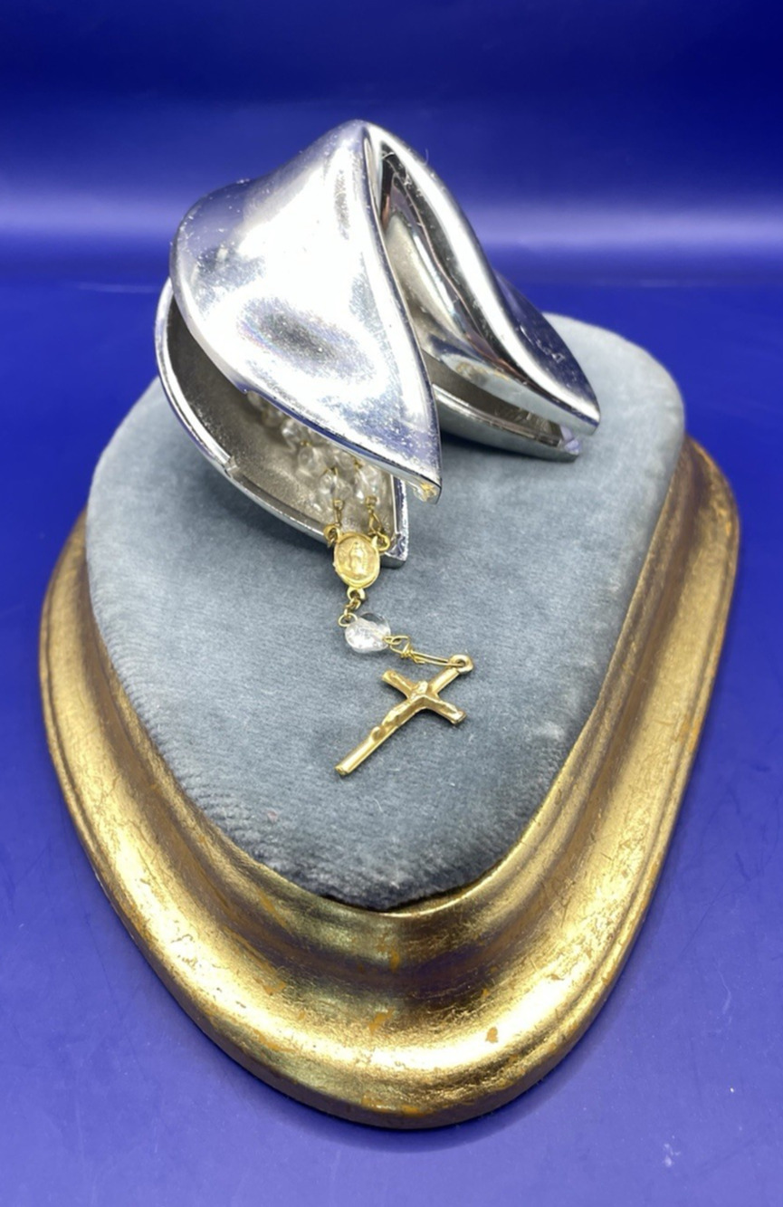 Bey-Berk Silver Plated Fortune Cookie Hinged Keepsake Trinket Box 3"